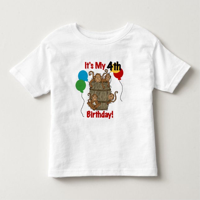 Camiseta De Bebé El barril de monos 4º cumpleaños (Anverso)
