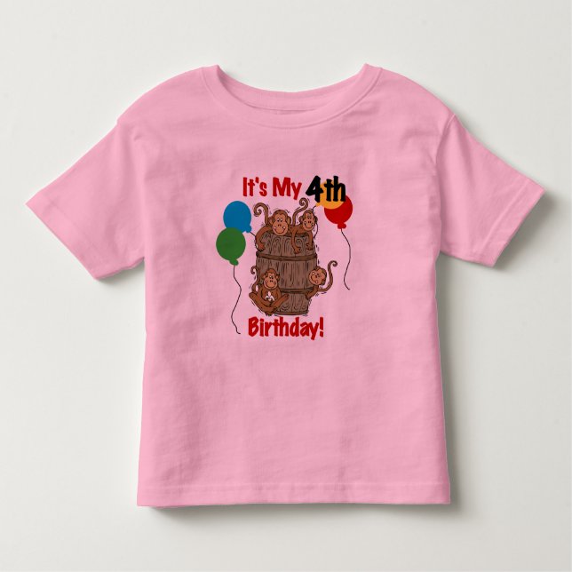 Camiseta De Bebé El barril de monos 4º cumpleaños (Anverso)