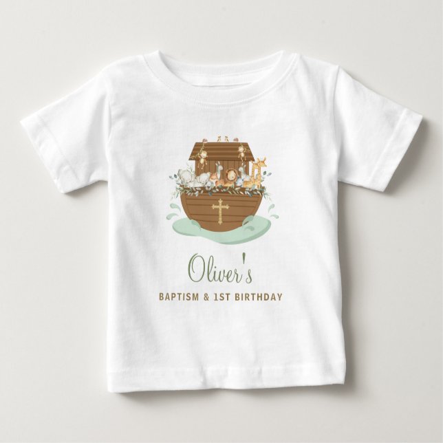 Camiseta De Bebé El bautismo arca de Noé cristiana Fiesta de cumple (Anverso)