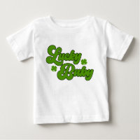 El bebé afortunado St Patrick's Day Retro 70's Gre