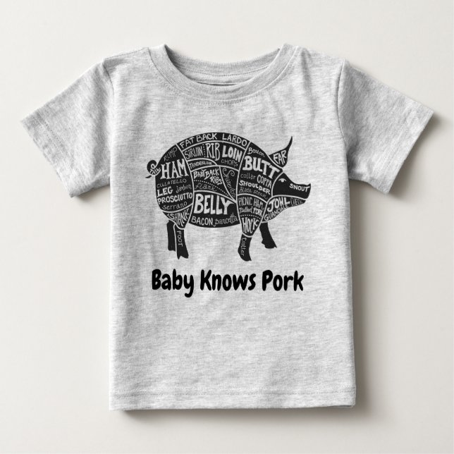 Camiseta De Bebé El bebé conoce piezas de cerdo 🐖 cerdo (Anverso)