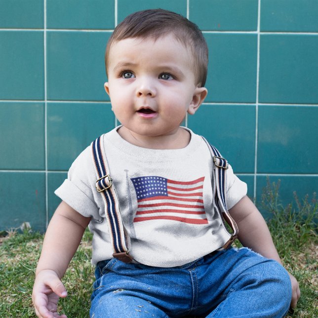 Camiseta De Bebé El bebé de moda azul y blanco rojo patriótico (Subido por el creador)