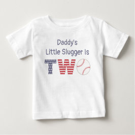 Camiseta De Bebé El bebé de papá es dos, cumpleaños de béisbol