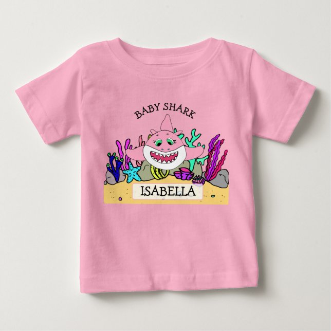 Camiseta De Bebé El bebé de un bebé de tiburón personalizado (Anverso)