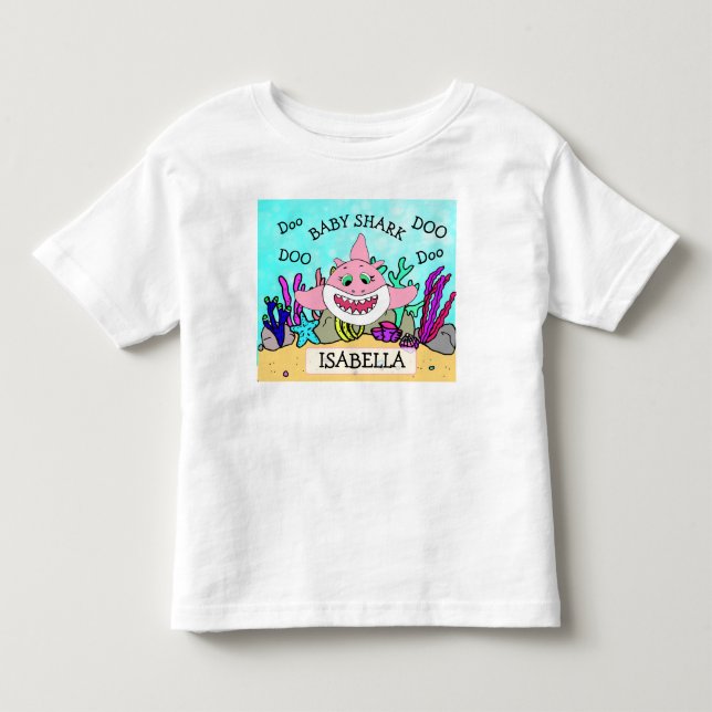 Camiseta De Bebé El bebé de un bebé de tiburón personalizado (Anverso)