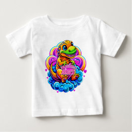 Camiseta De Bebé El bebé Dino abrazando una almohada cardíaca en un