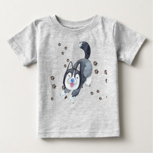 Camiseta De Bebé El bebé juguetón siberiano Husky Perro creador
