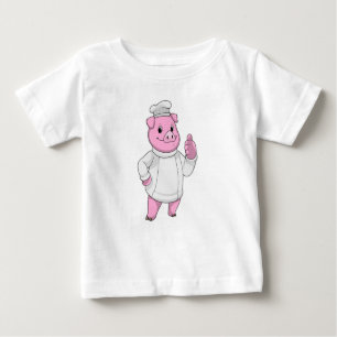 Camiseta De Bebé El cerdo como cocinero con el gorra del chef