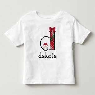 Camiseta De Bebé El Chica pequeño Plaid Santa Navidad Shirt inicial