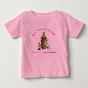 Camiseta De Bebé El Chica pequeño Rosa San Francisco Asís católico