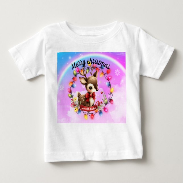 Camiseta De Bebé El ciervo bebé dentro de una ola de luces (Anverso)
