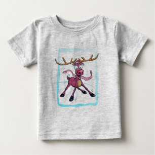 Camiseta De Bebé El ciervo lindo en el hielo Funny Navidades vacaci