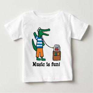 Camiseta De Bebé El cocodrilo fresco escucha la música