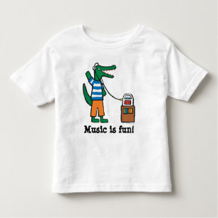 Camiseta De Bebé El cocodrilo fresco escucha la música