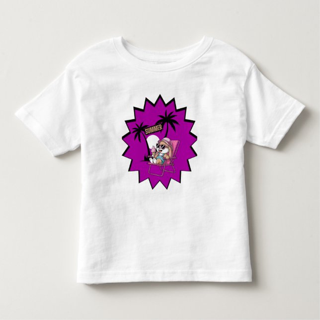 Camiseta De Bebé El conejo come helado en verano, traje de bebé (Anverso)