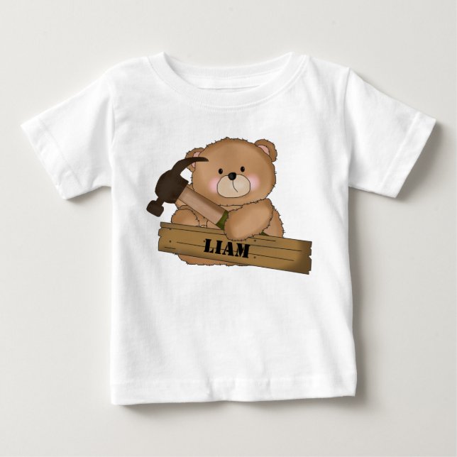 Camiseta De Bebé El constructor de Liam lleva regalos personalizado (Anverso)