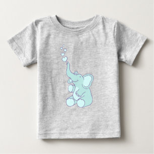 Camiseta De Bebé El corazón lindo burbujea azul del elefante