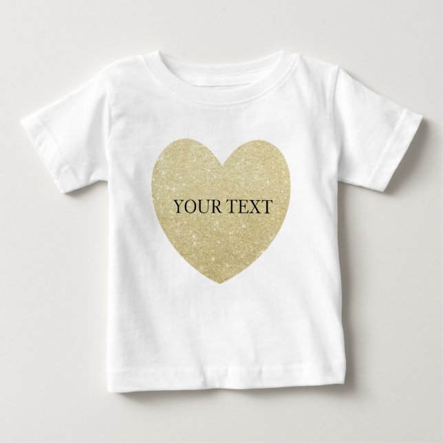 Camiseta De Bebé El corazón Purpurina dorado personaliza (Anverso)