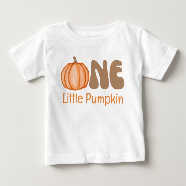 Camiseta De Bebé El cumpleaños número uno de One Little Pumpkin Bab (Anverso)
