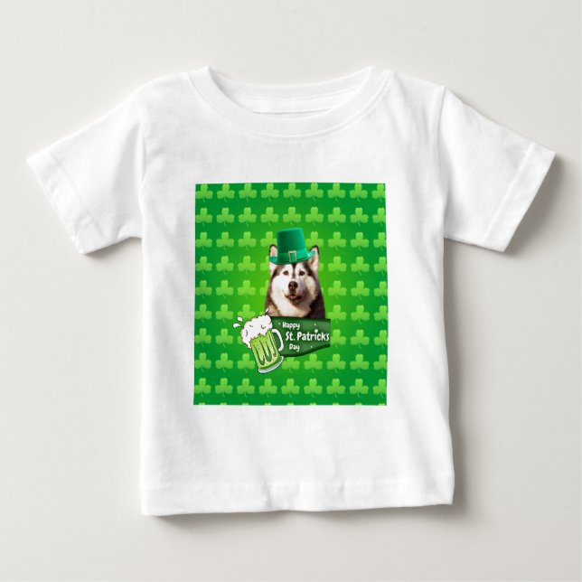 Camiseta De Bebé El delicioso Gorra siberiano Husky Dog St. Patrick (Anverso)