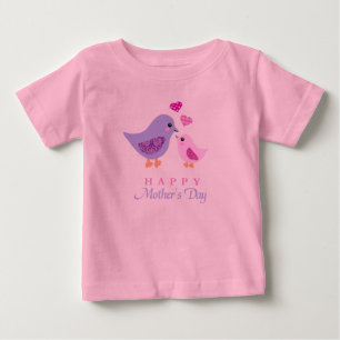 Camiseta De Bebé El día de madre lindo de los pájaros de la madre