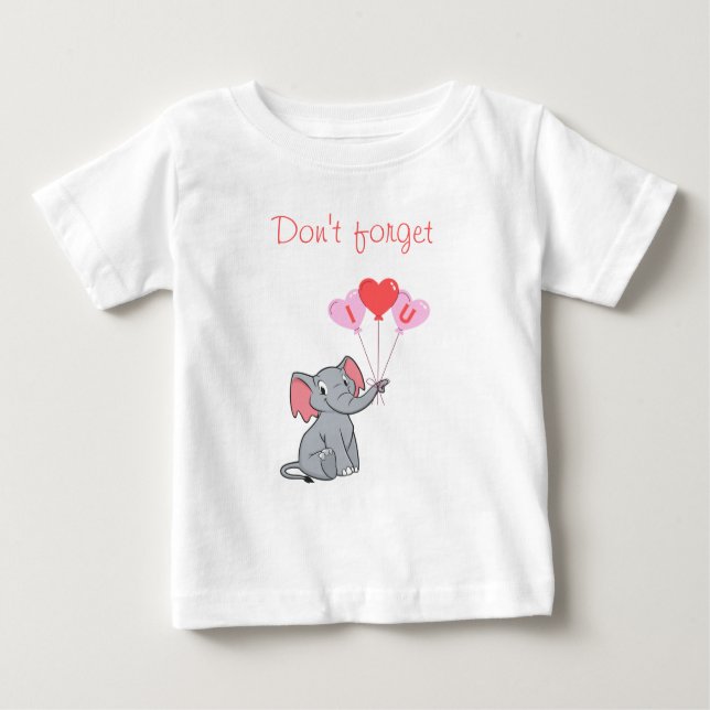 Camiseta De Bebé El día de San Valentín de elefante lindo (Anverso)