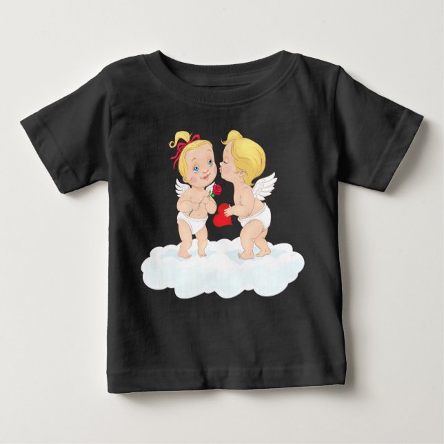 Camiseta De Bebé El día de San Valentín de los Cupidos de Beso (Anverso)