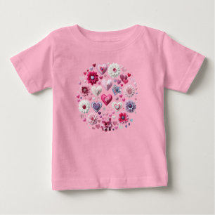 Camiseta De Bebé El día de San Valentín floral Corazón