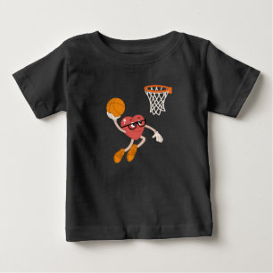 Camiseta De Bebé El día de San Valentín Heart Dunking Cute Basketba
