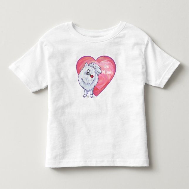 Camiseta De Bebé El día de San Valentín Pomerania Blanca (Anverso)