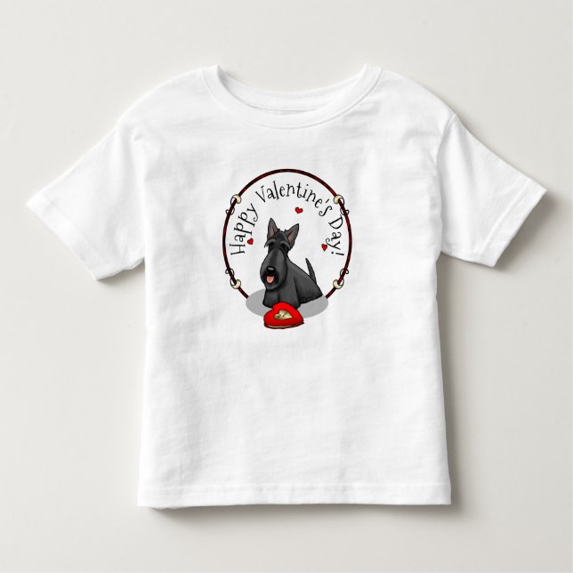 Camiseta De Bebé El día de San Valentín (rojo) Scottie Dog (negro)  (Anverso)