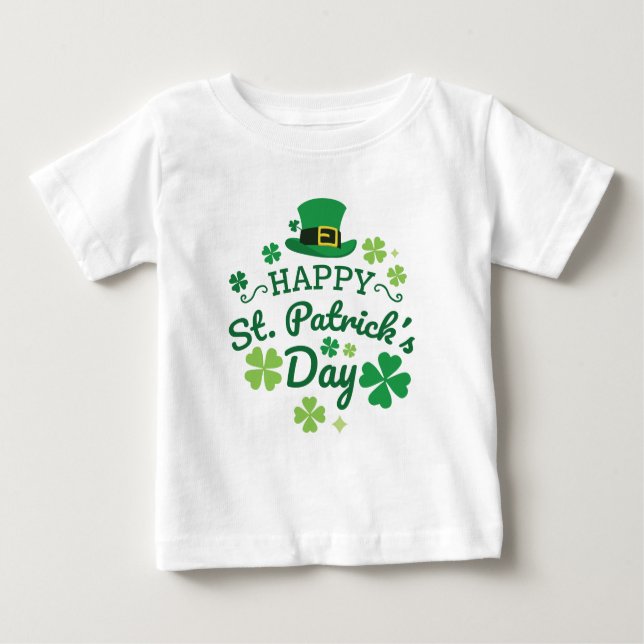 Camiseta De Bebé El día de St Patrick feliz lindo afortunado (Anverso)