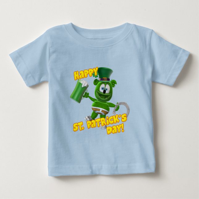 Camiseta De Bebé El día del St Patrick gomoso del oso (Anverso)