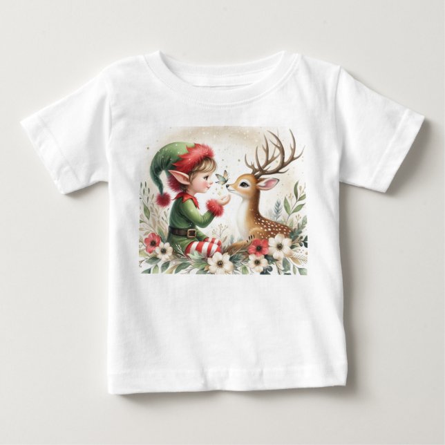 Camiseta De Bebé El Duende Y El Reno (Anverso)