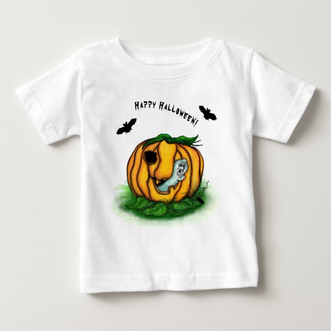 Camiseta De Bebé El fantasma de Halloween , Bat , Ghost y Spider (Anverso)