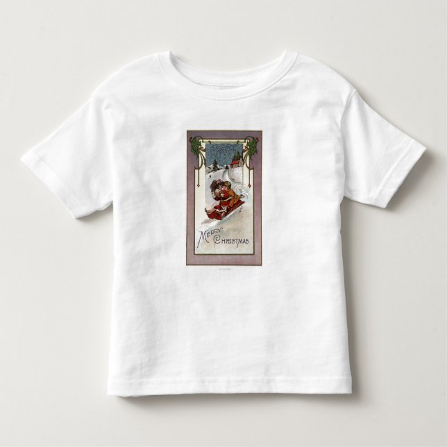 Camiseta De Bebé El feliz Sledding de ChristmasCouple (Anverso)