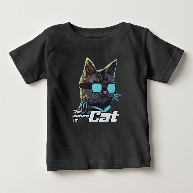 Camiseta De Bebé El futuro es gato (Anverso)