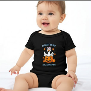 Camiseta De Bebé El ganso más genial de Halloween Parche de calabaz