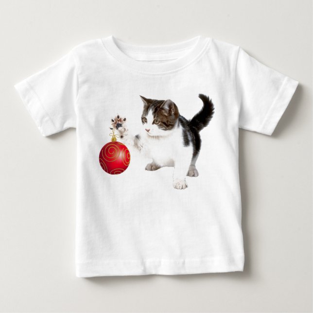 Camiseta De Bebé El gatito decora tu árbol (Anverso)