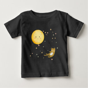 Camiseta De Bebé El gatito durmiente y la luna
