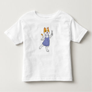 Camiseta De Bebé El gato como estilista del pelo con tijeras