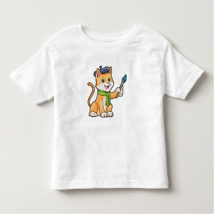 Camiseta De Bebé El gato como pintador con pincel y bufanda