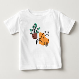 Camiseta De Bebé El gato y la planta
