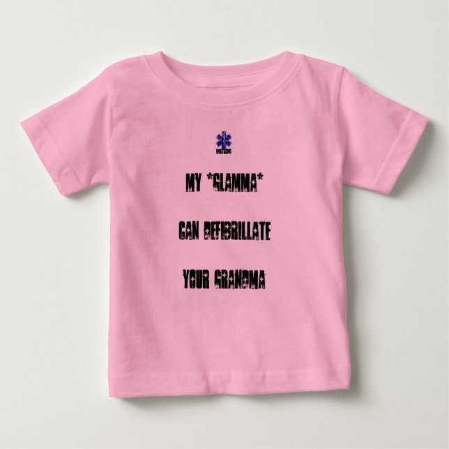 Camiseta De Bebé El *Glamma* de M puede Defibrillate su abuela (Anverso)