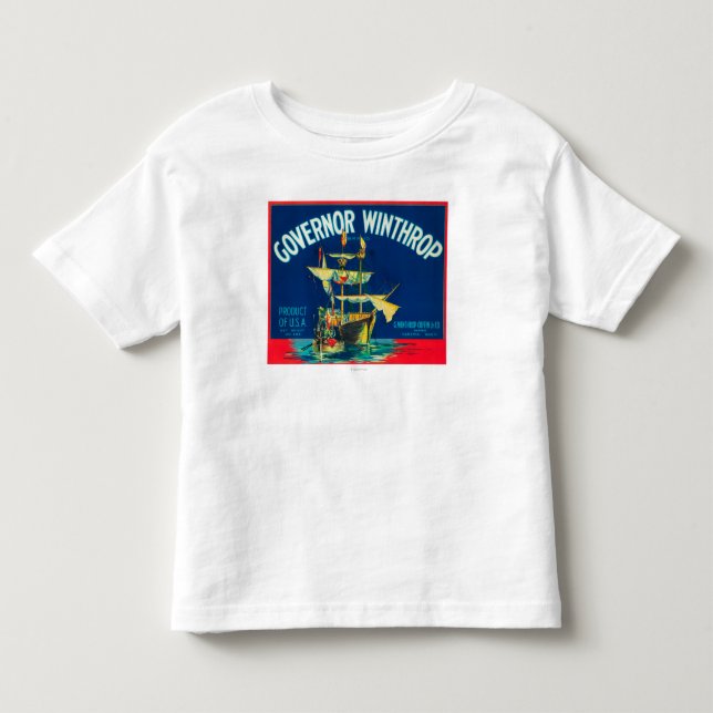 Camiseta De Bebé El gobernador Winthrop Apple etiqueta (rojo) - (Anverso)