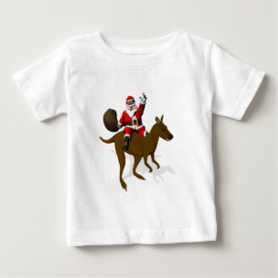 Camiseta De Bebé El gracioso Papá Noel Montando En El Canguro