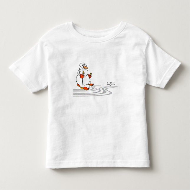 Camiseta De Bebé El hombre de nieve esquiando - (Anverso)