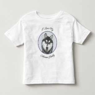 Camiseta De Bebé El Husky Siberiano (blanco y negro) pinta arte de 