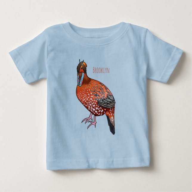 Camiseta De Bebé El ilustracion de personalizado de aves de Cabot (Anverso)