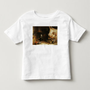 Camiseta De Bebé El interior de la cocina con un Chica